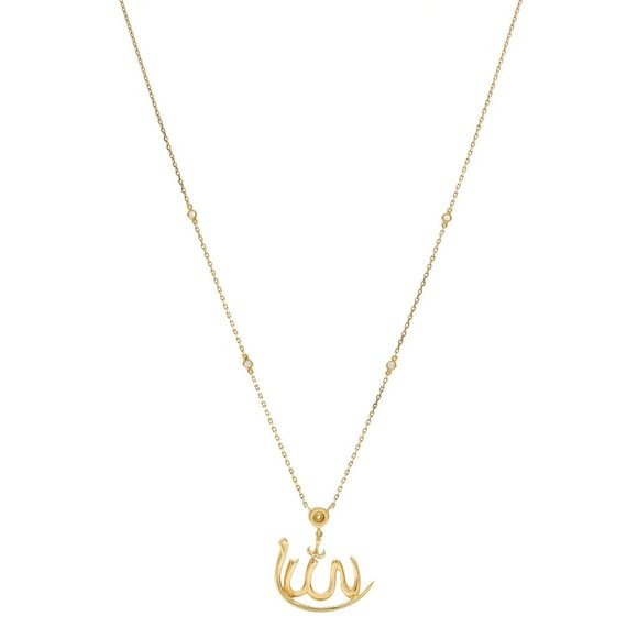 Messika 0.46Ctw Allah Faith Diamond Pendant Necklace 18K Yellow Gold 17.5 Inches - Picture 3 of 5